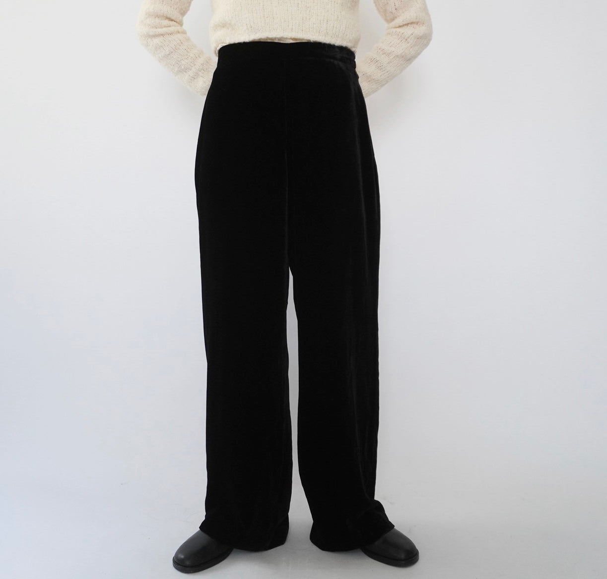 90s Velour High Waist Wide Pants