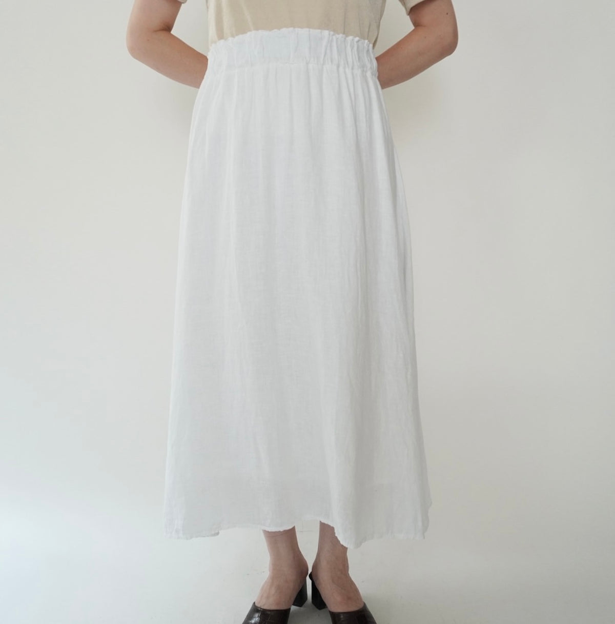 90s White Linen Skirt