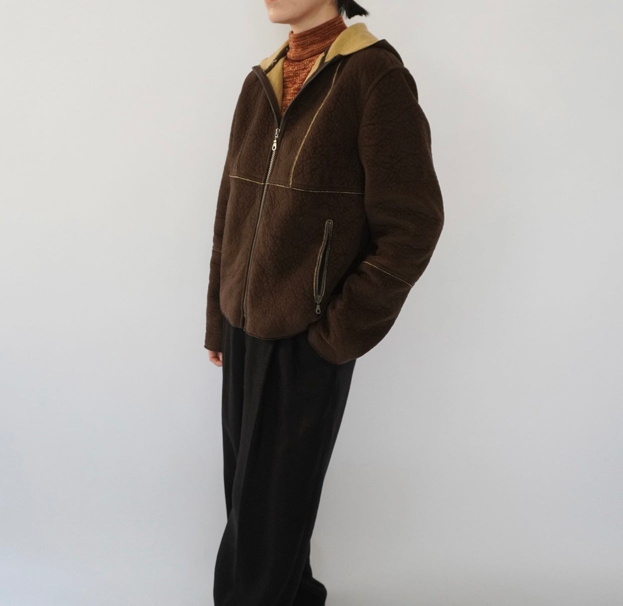 90s Faux Shearling Zipped Jacket