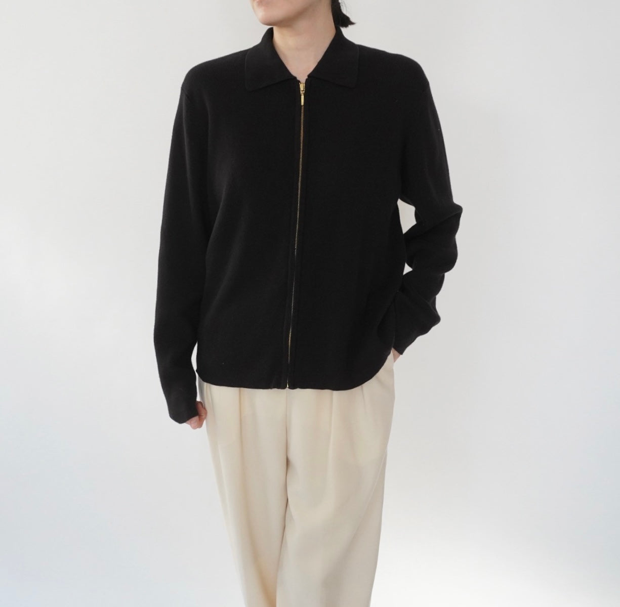 90s Cotton Knit Zip Top