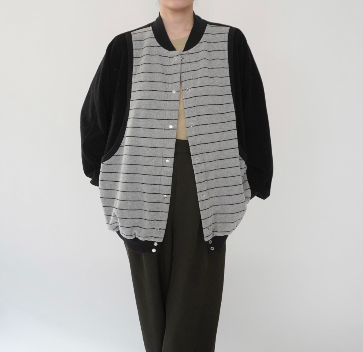 90s Striped Velour Top Made in USA