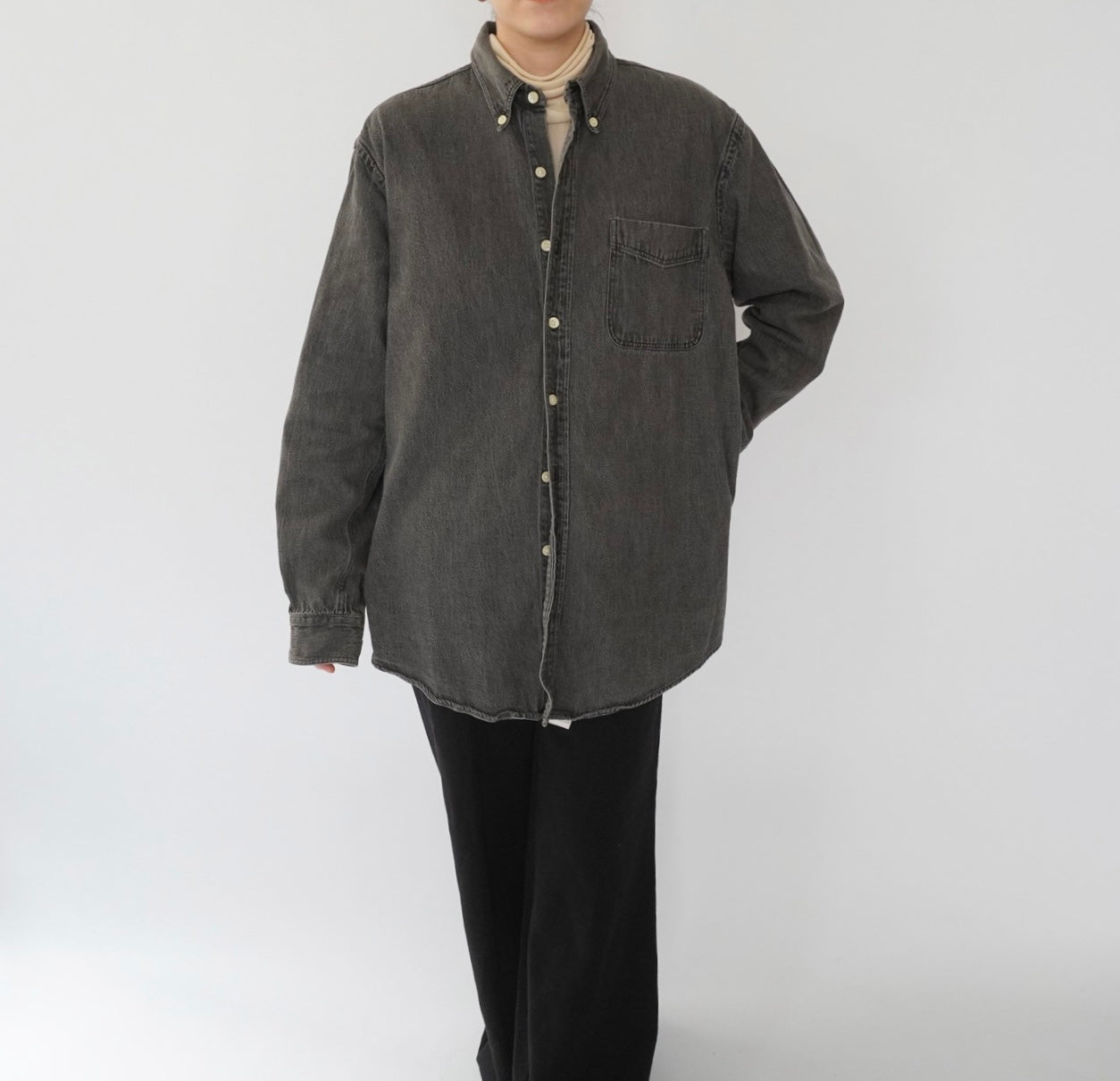 90s "J.CREW" Black Denim Shirt Made in USA