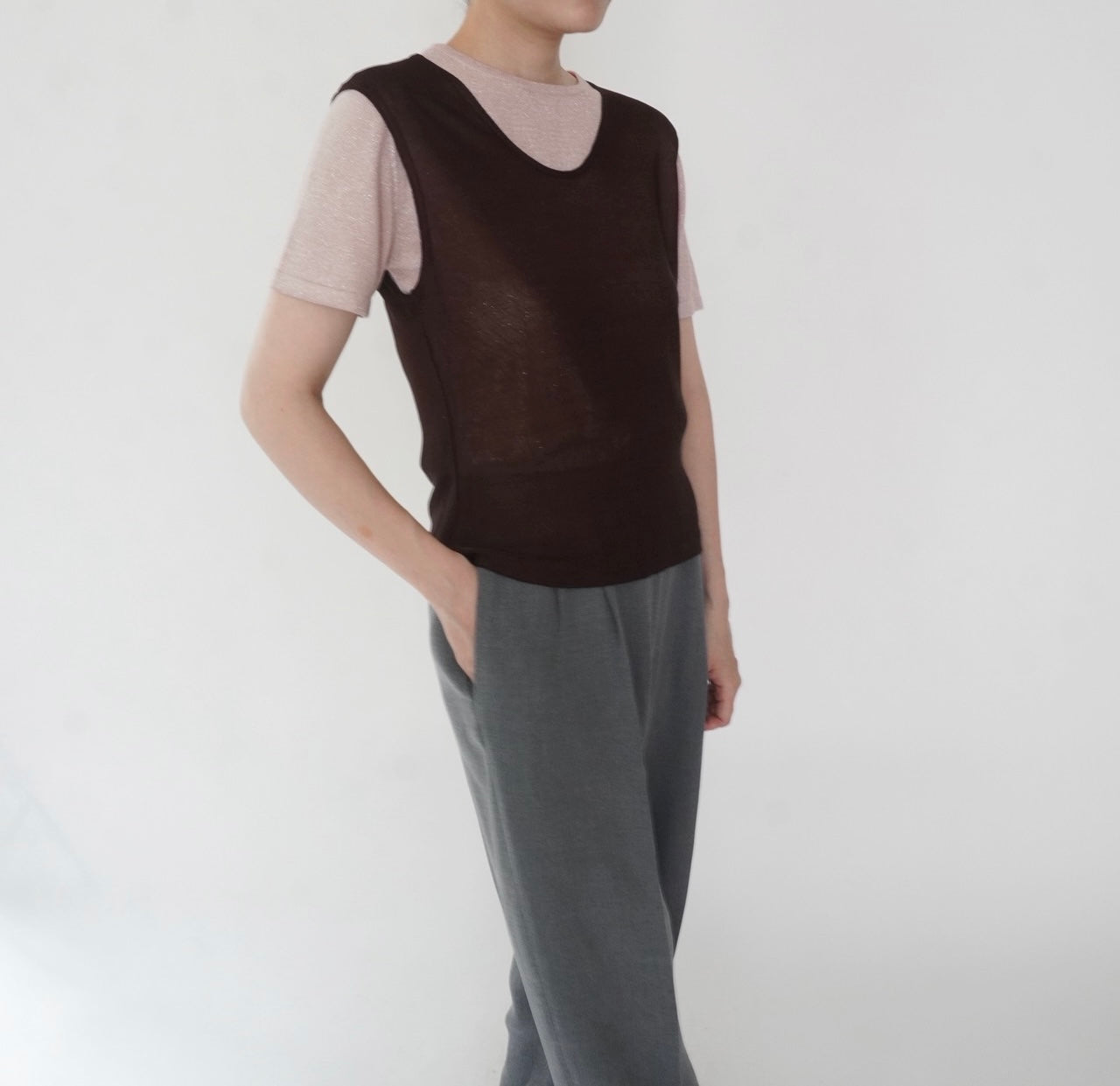 90s Brown Sleeveless Top Made in Italy