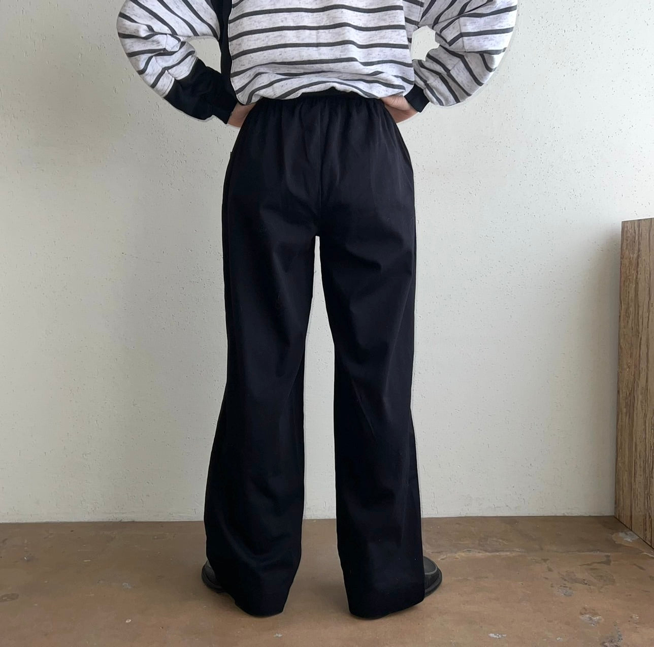 90s Black Wide Pants Made in USA Dead Stock