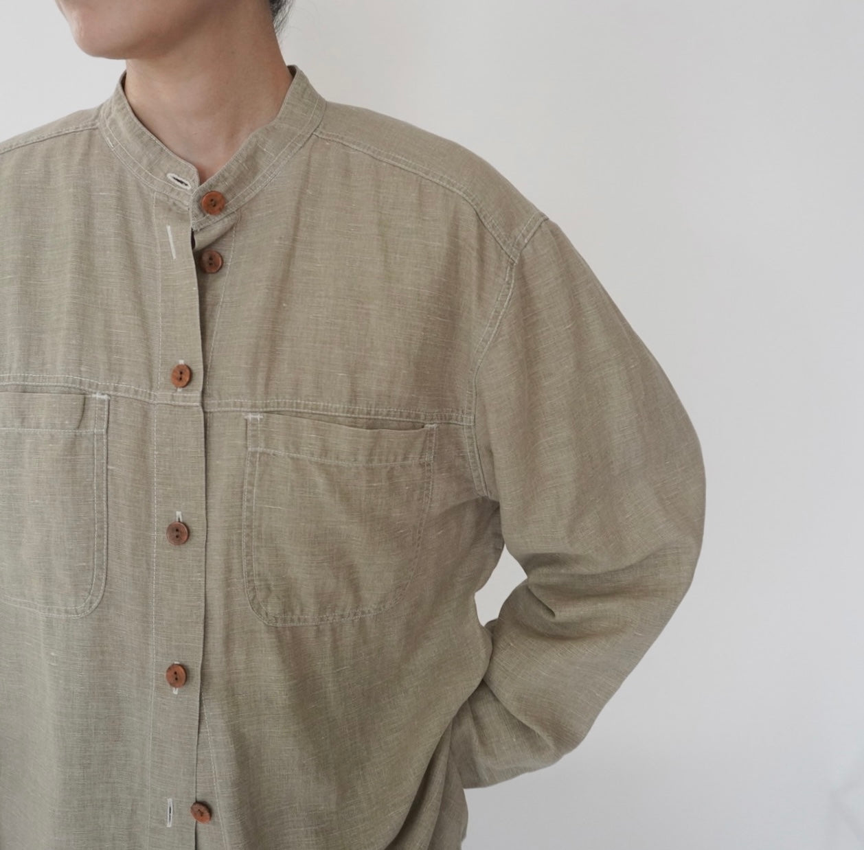 90s Linen x Cotton Design Shirt
