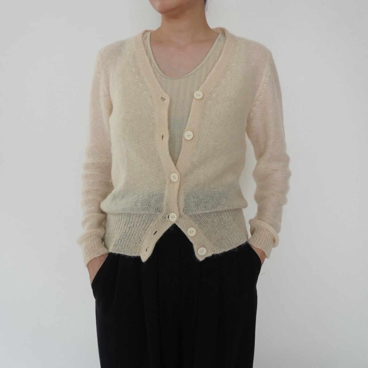 90s Ivory Knit Cardigan