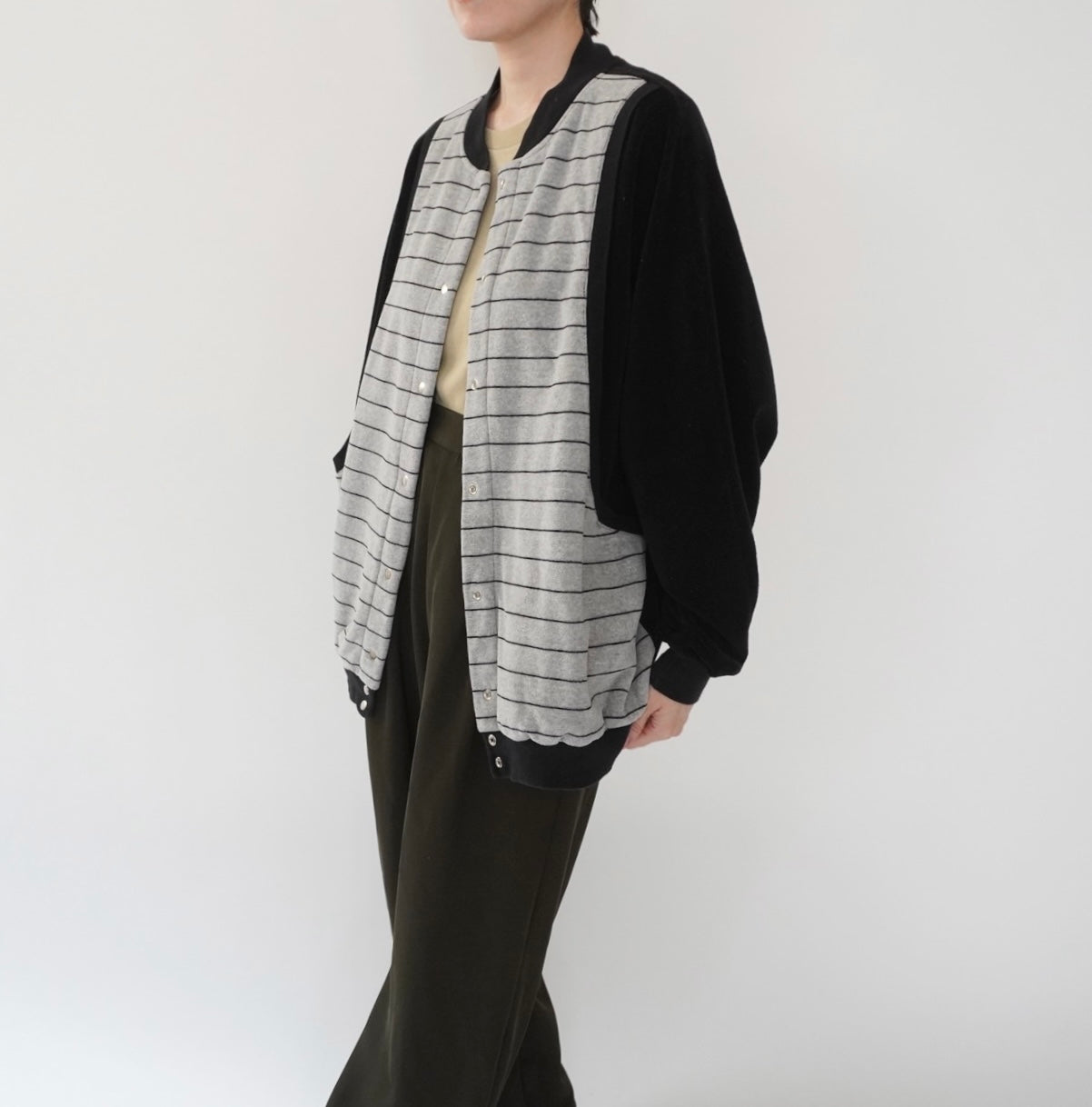 90s Striped Velour Top Made in USA
