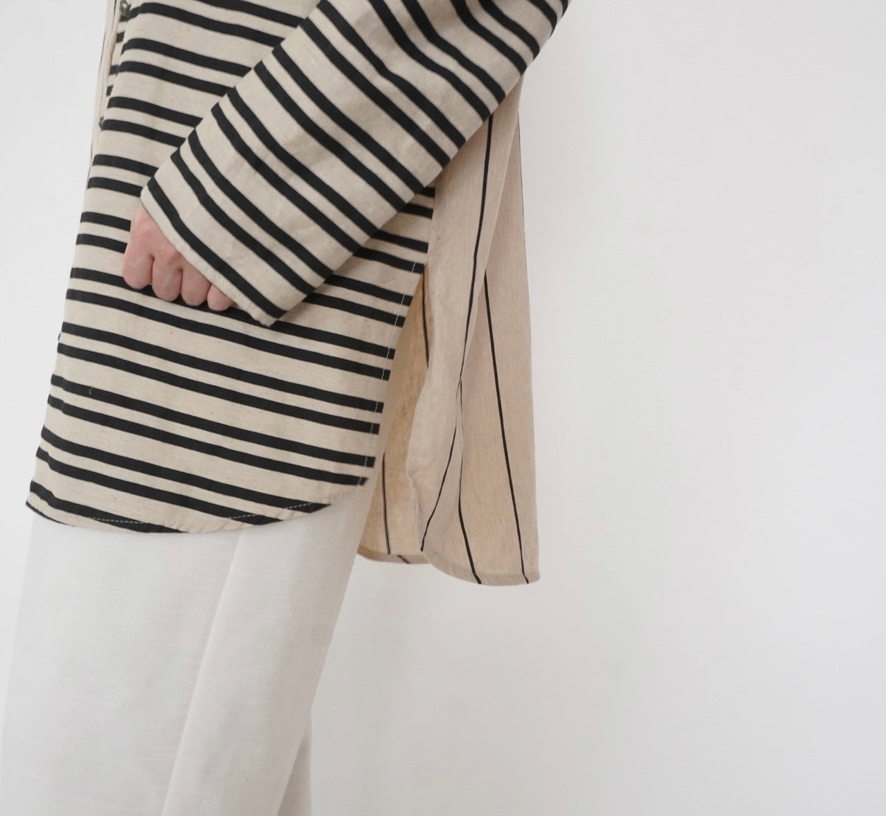 Beige Striped Design Shirt Made in Italy