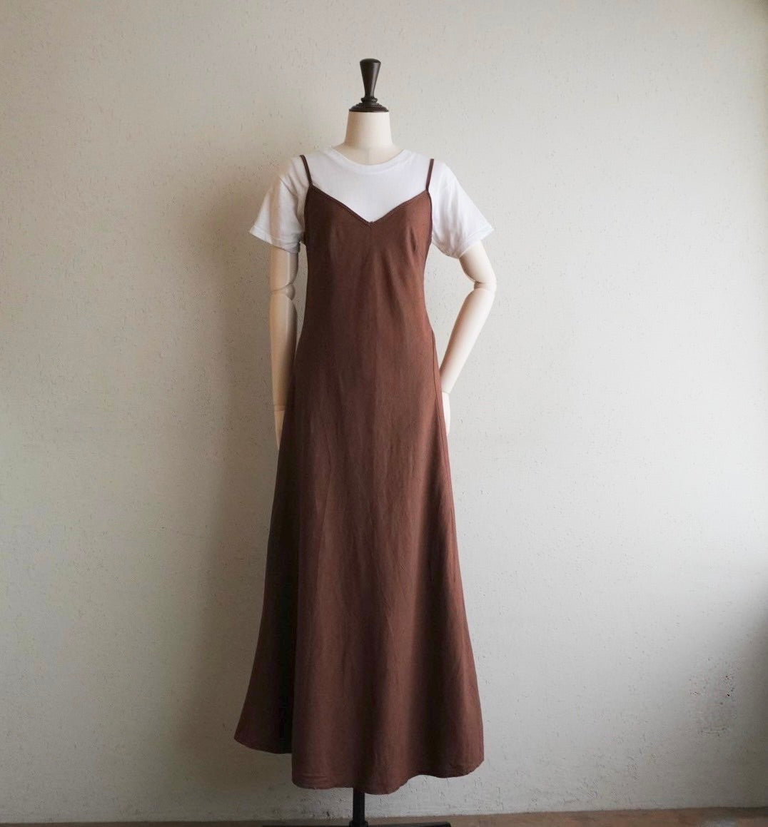 90s Brown Linen Dress Made in Italy