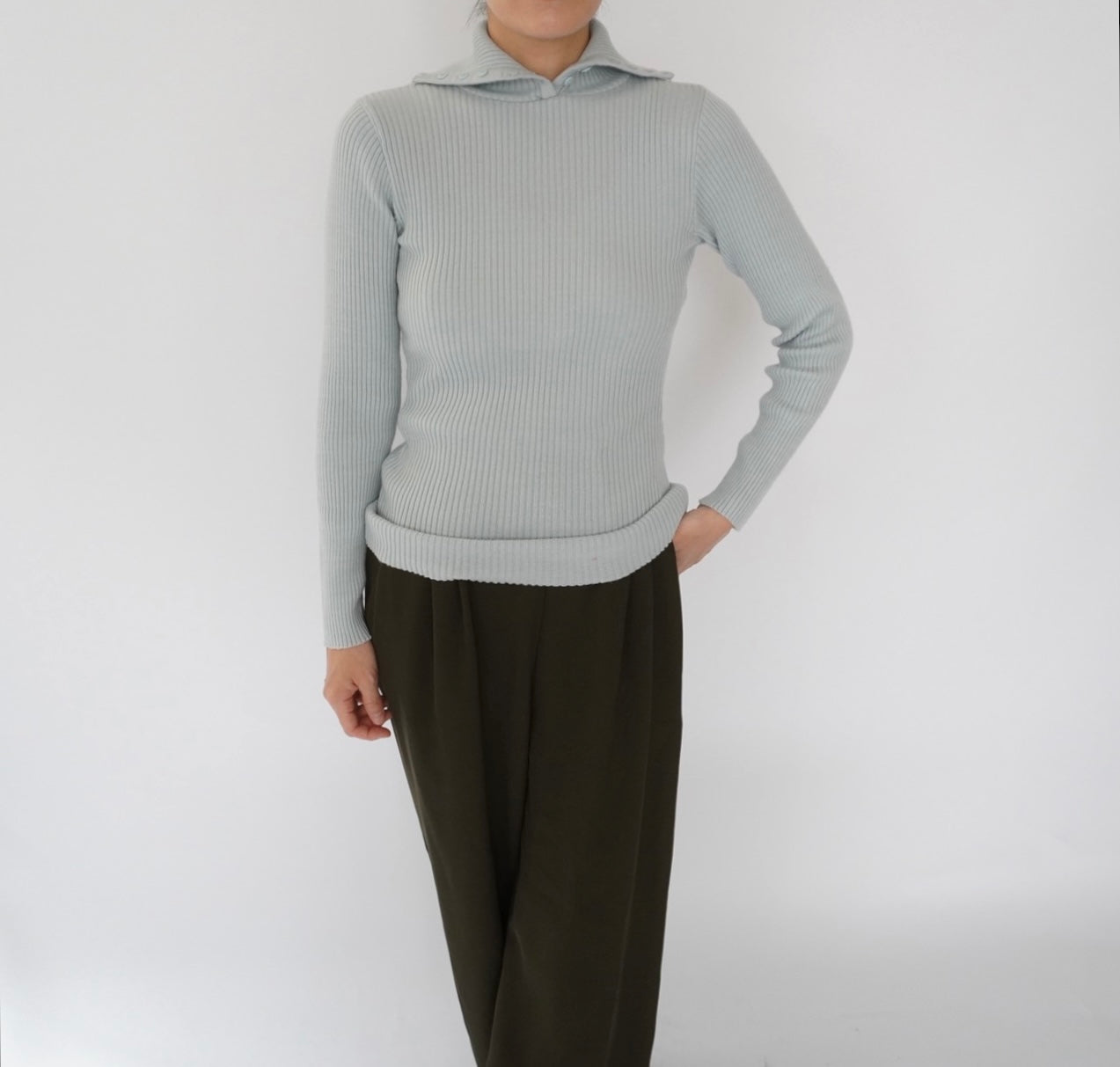 90s Design Ribbed Top Made in Italy