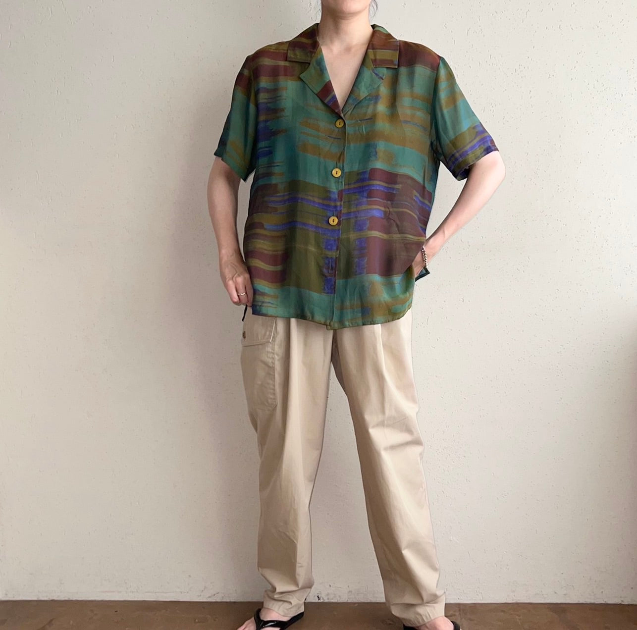 90s EURO Sheer Pattern Printed Shirt