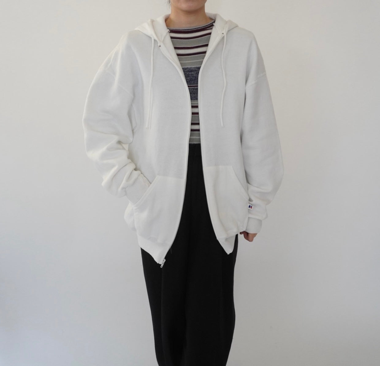 90s "Russell Athletic" Hooded Zip Sweater Made in USA