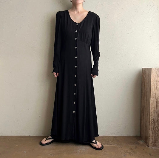 90s Black Maxi Dress Made in USA