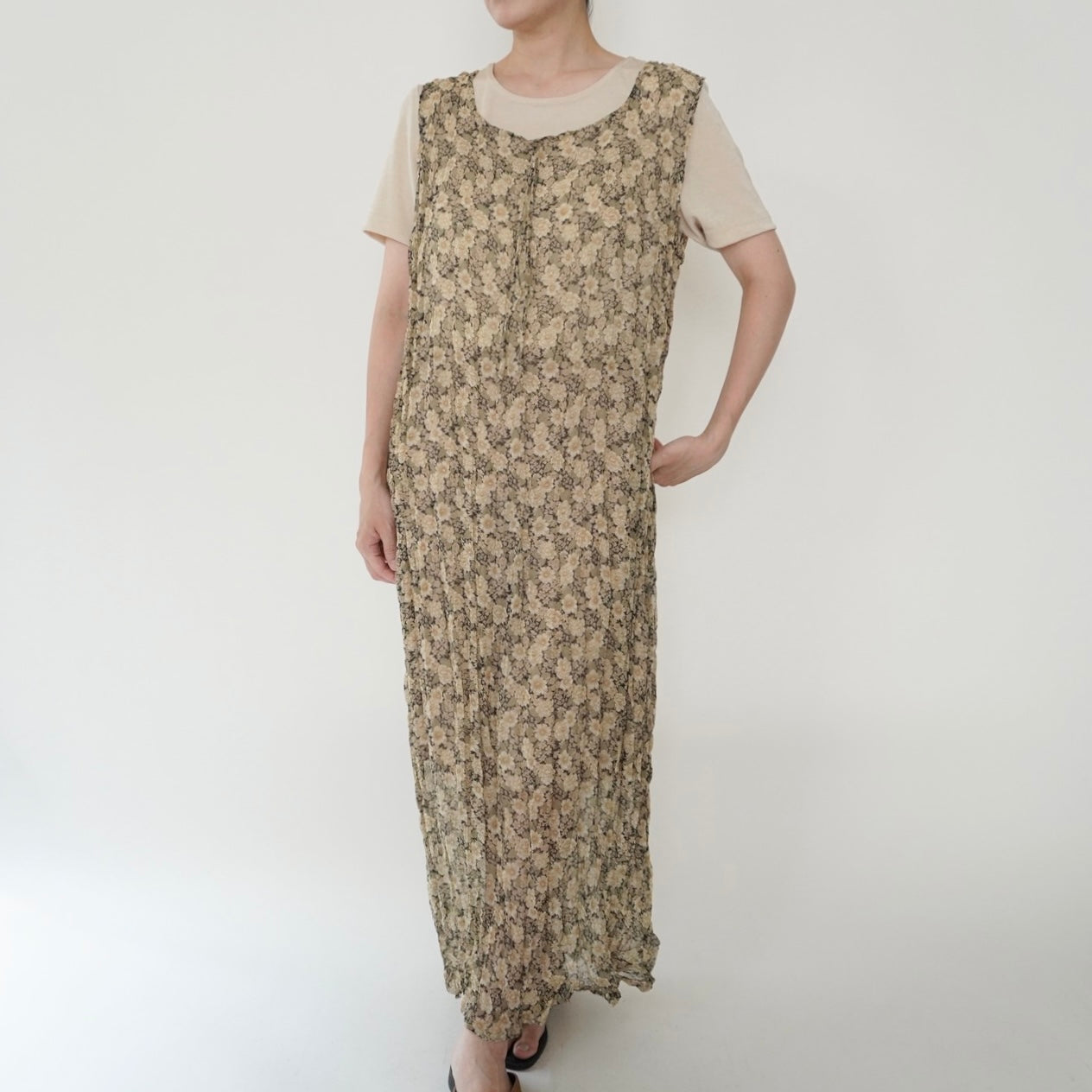 90s Floral Print Sheer Dress