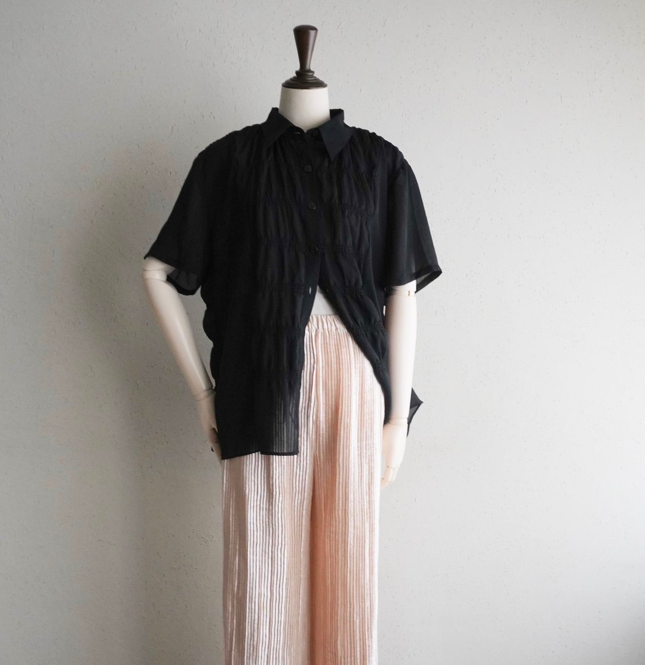 90s Pleated Sheer Shirt