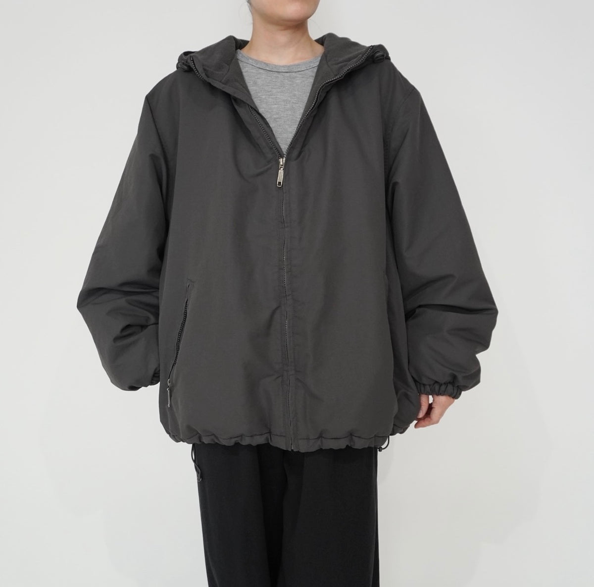 C.Gray Hooded Jacket
