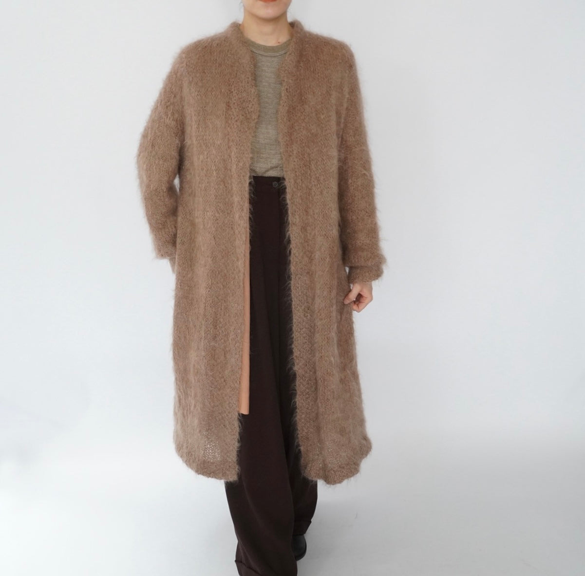 80s Mohair Long Cardigan,Light Coat
