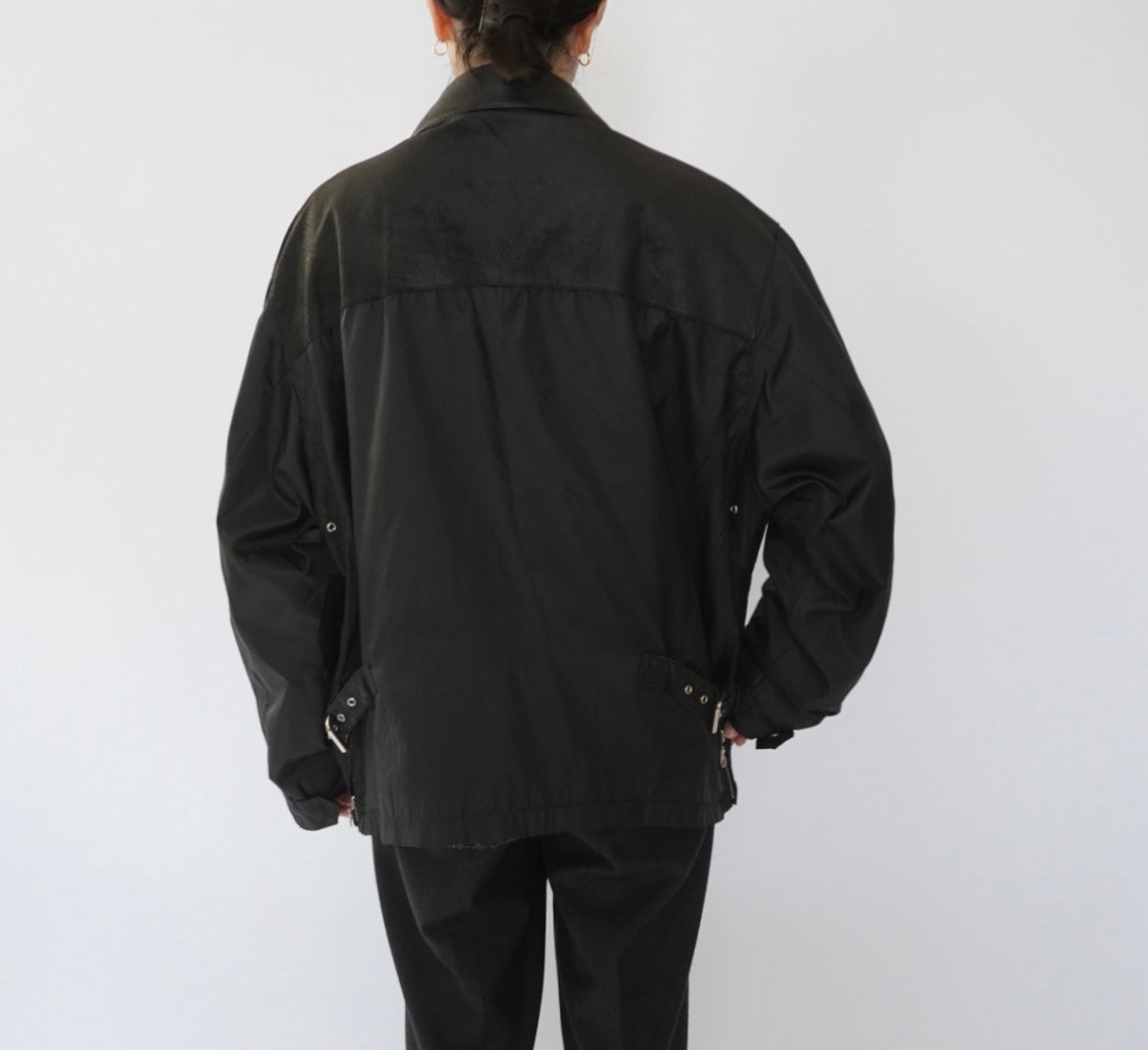 90s Leather × Nylon Jacket