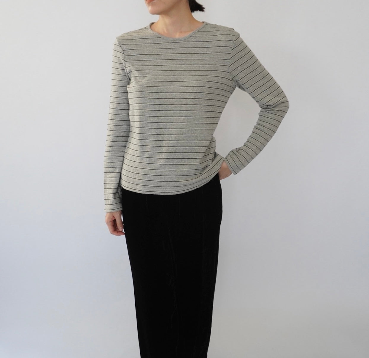 90s Gray Striped Top