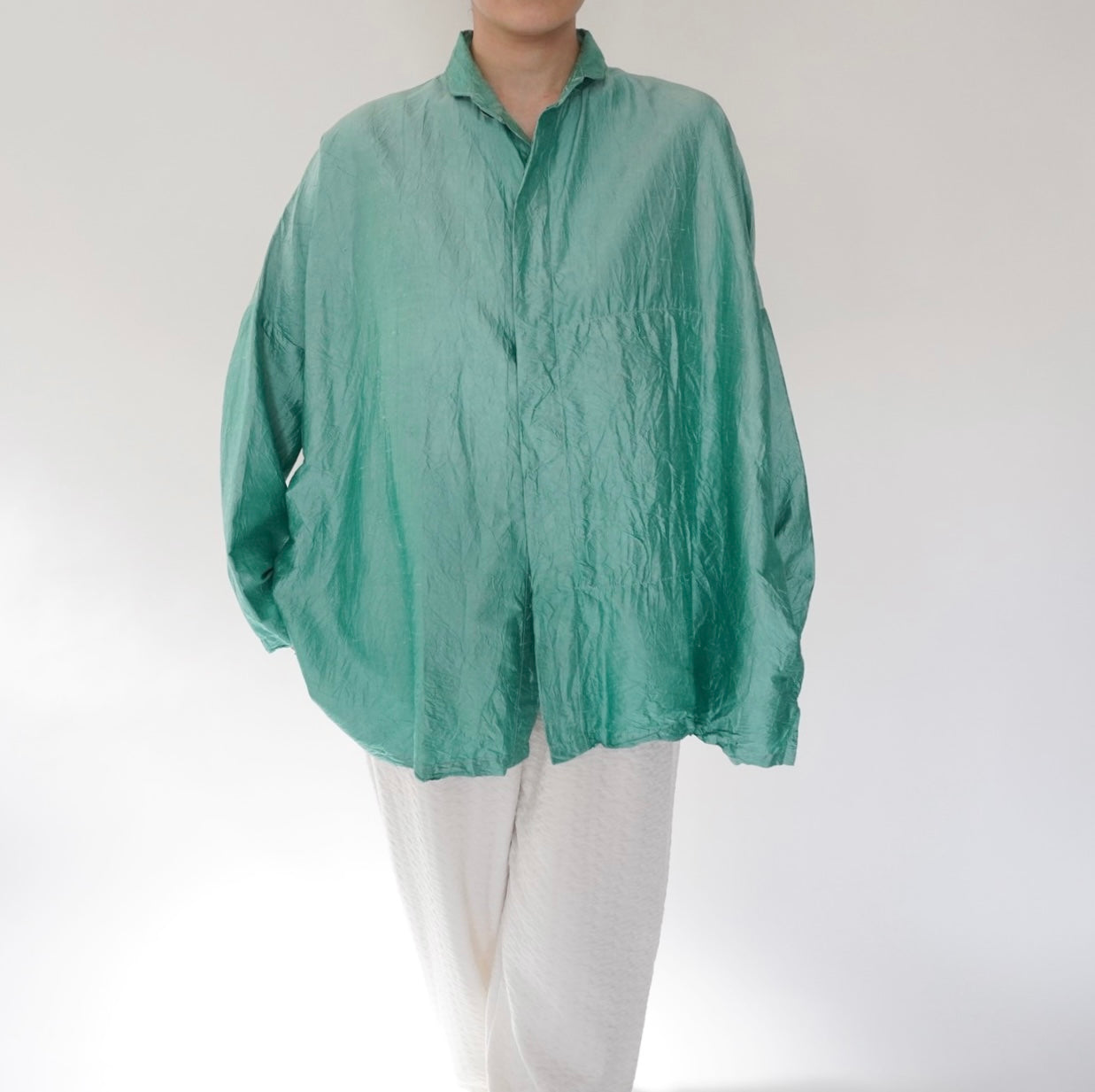 90s Raw Silk Boxy Blouse