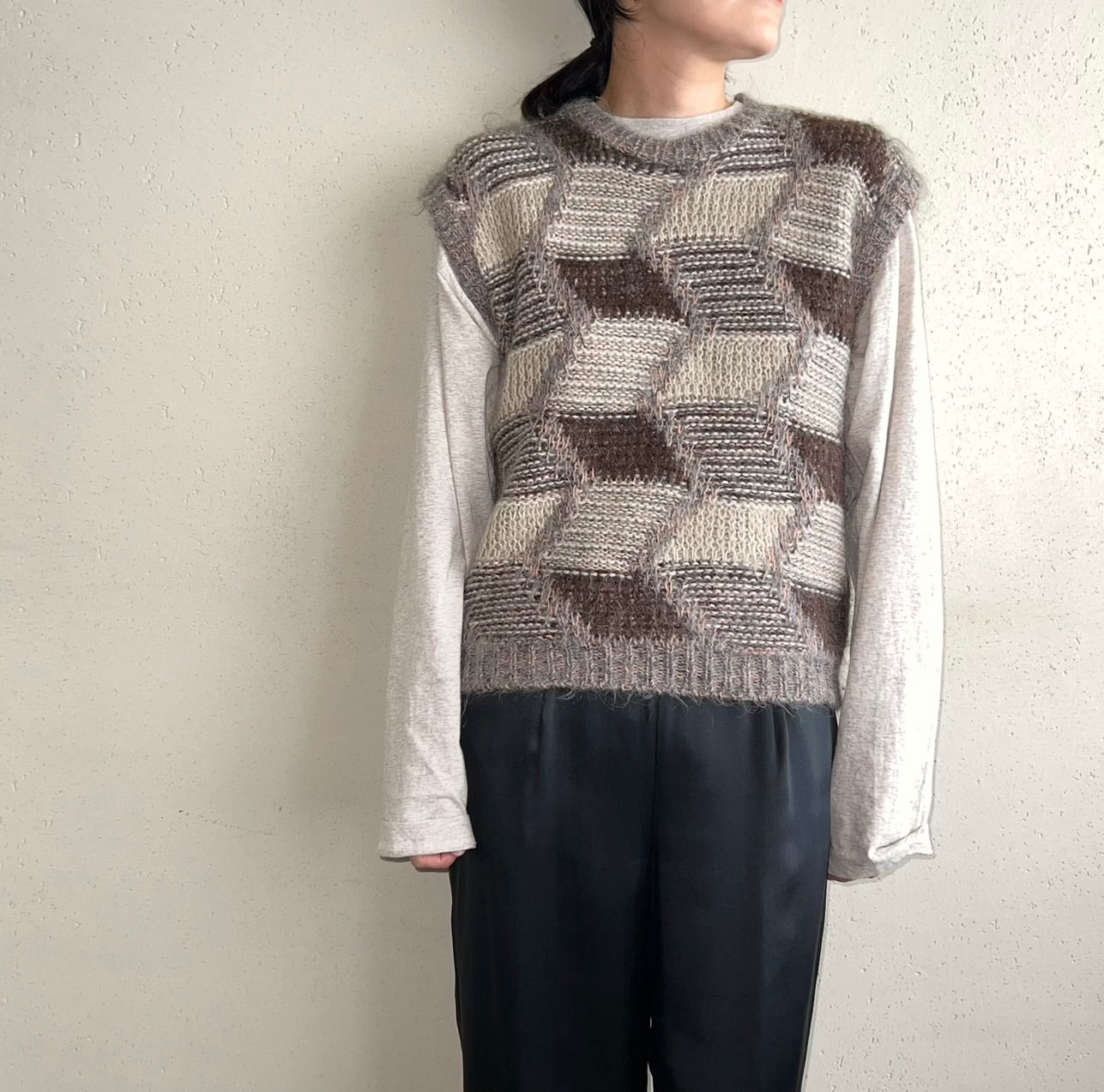 90s Pattern Knit Vest Made in England