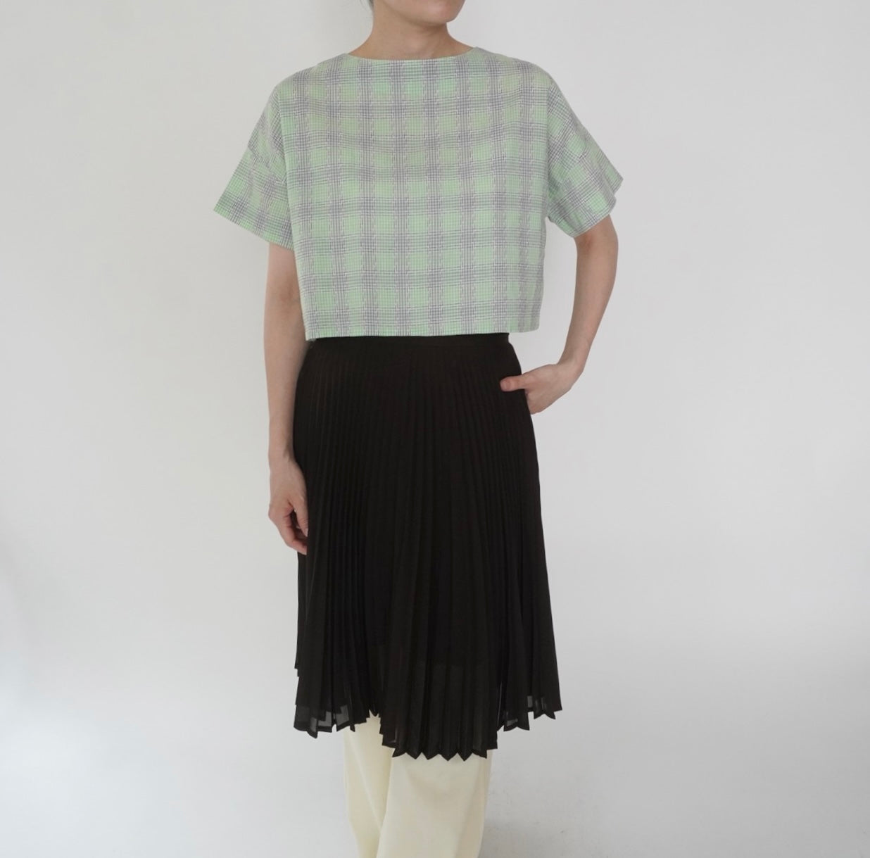 60s Plaid Boxy Blouse