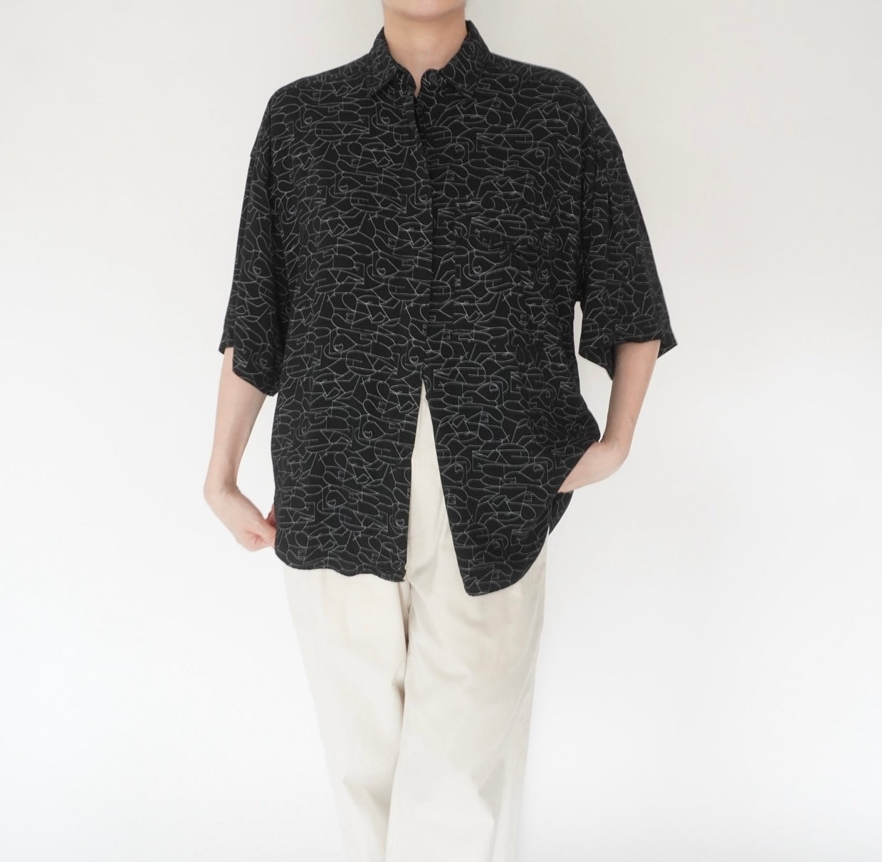 90s Black  Pattern Shirt