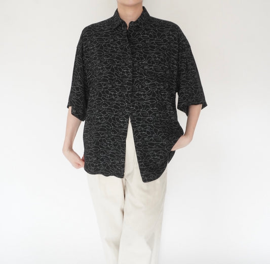 90s Black  Pattern Shirt