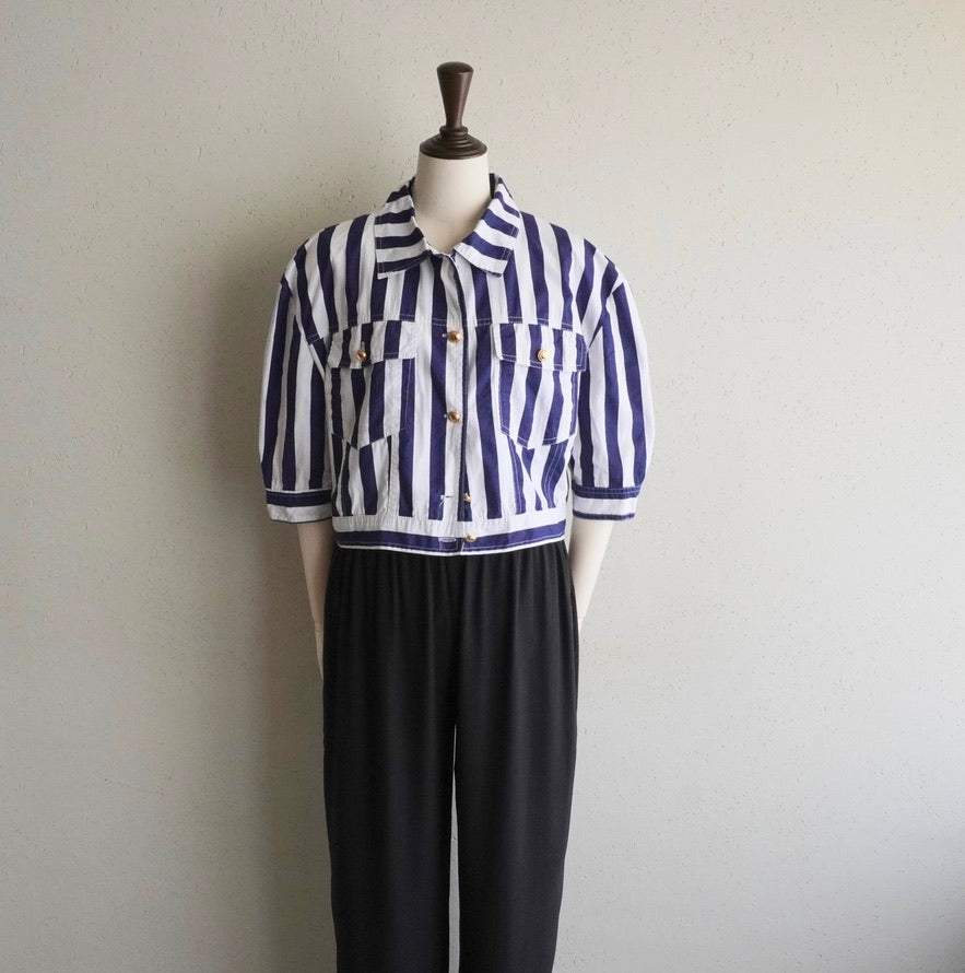 90s Cotton Striped Shirt,Jacket Made in Italy