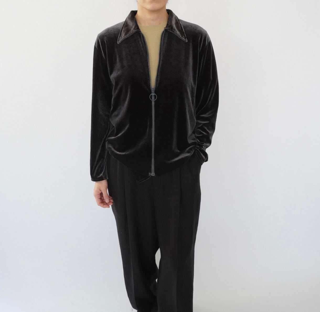 70s Zipped Velour Top