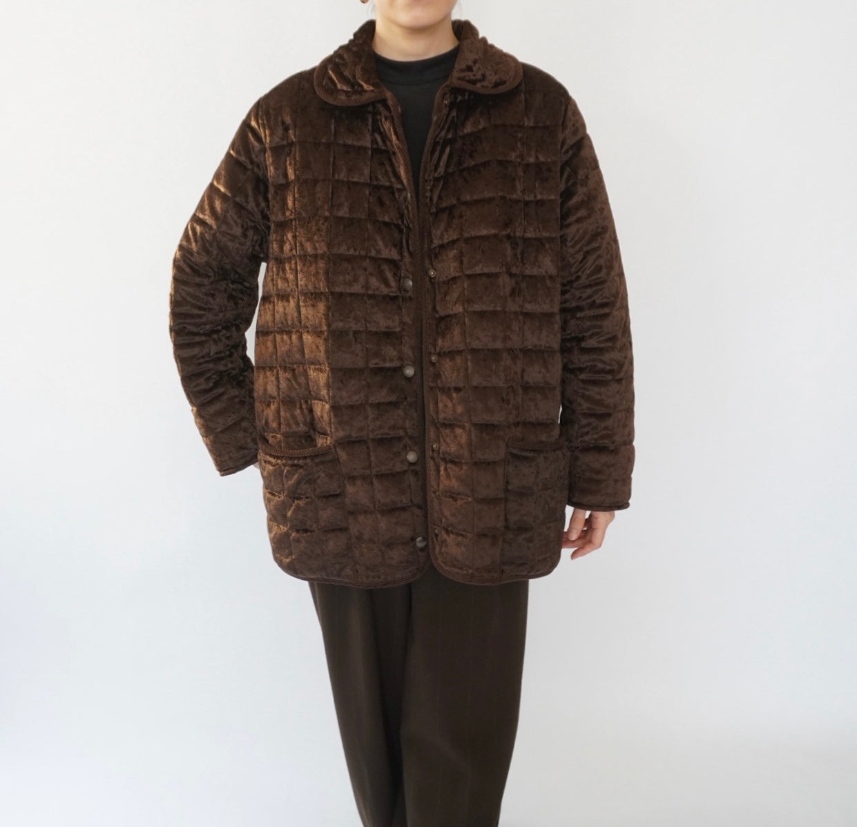90s Velour Quilted Jacket Made in Italy
