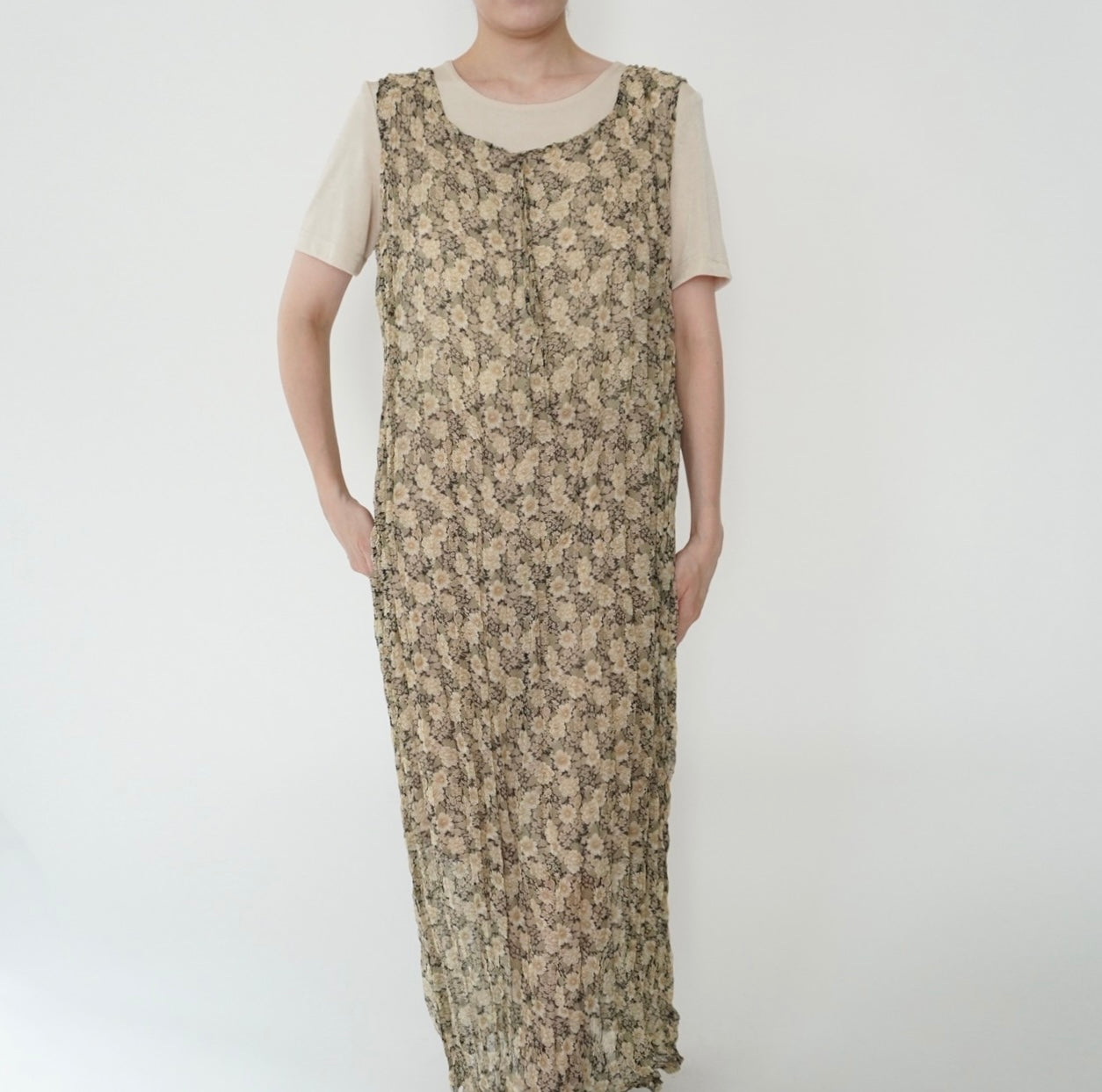 90s Floral Print Sheer Dress