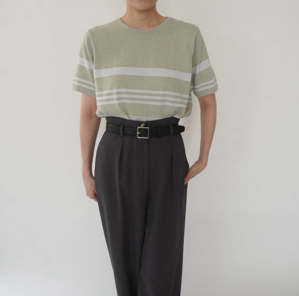 90s Green Striped Top