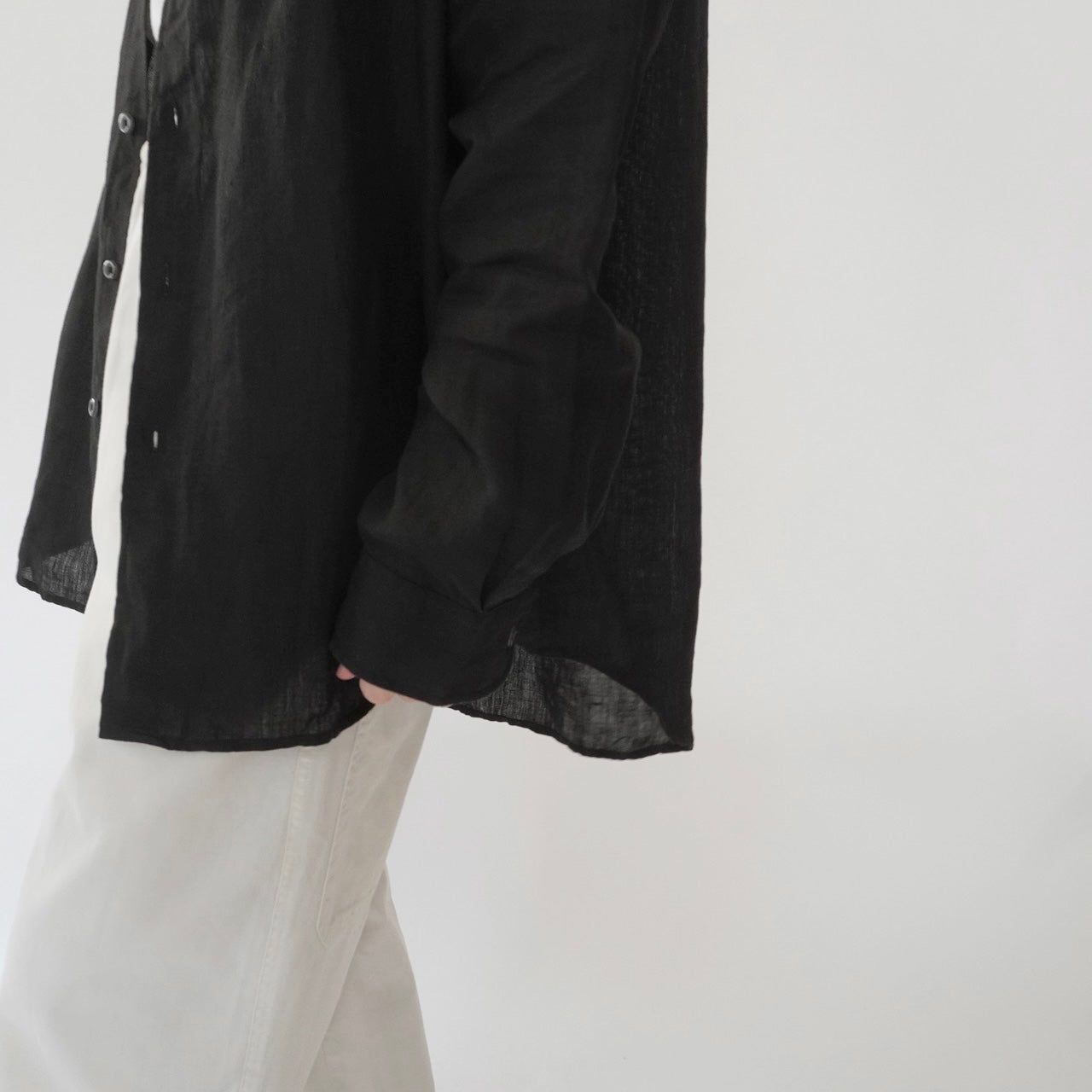 90s Black Linen Shirt