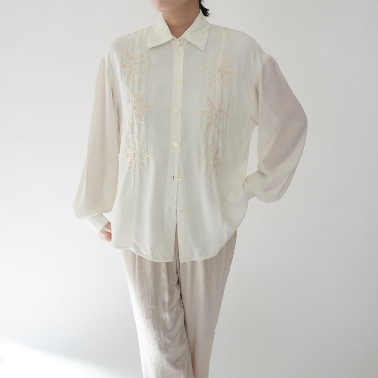 90s Cord Lace Shirt Made in USA