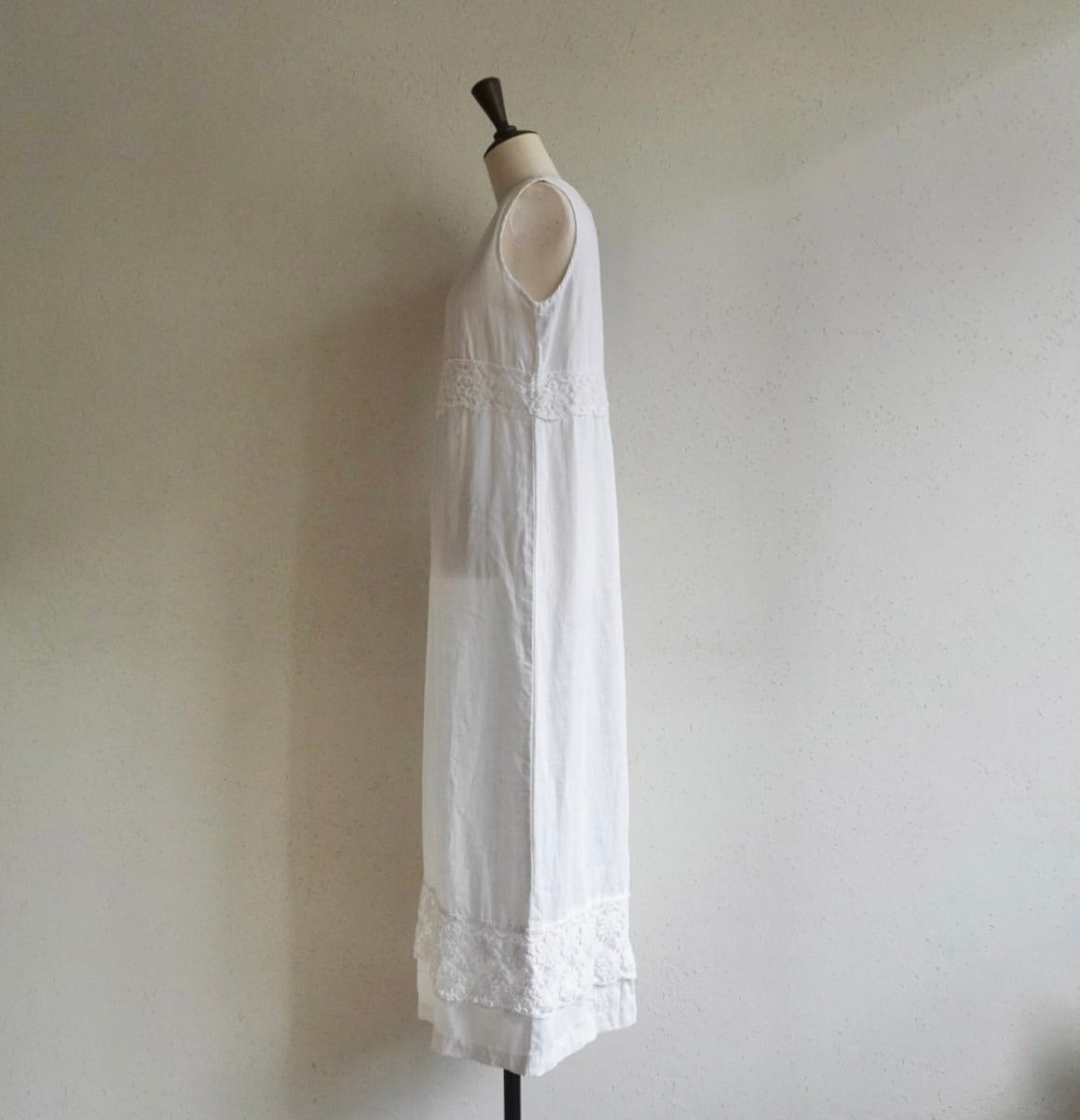 90s Linen×Crochet Maxi Dress Made in USA
