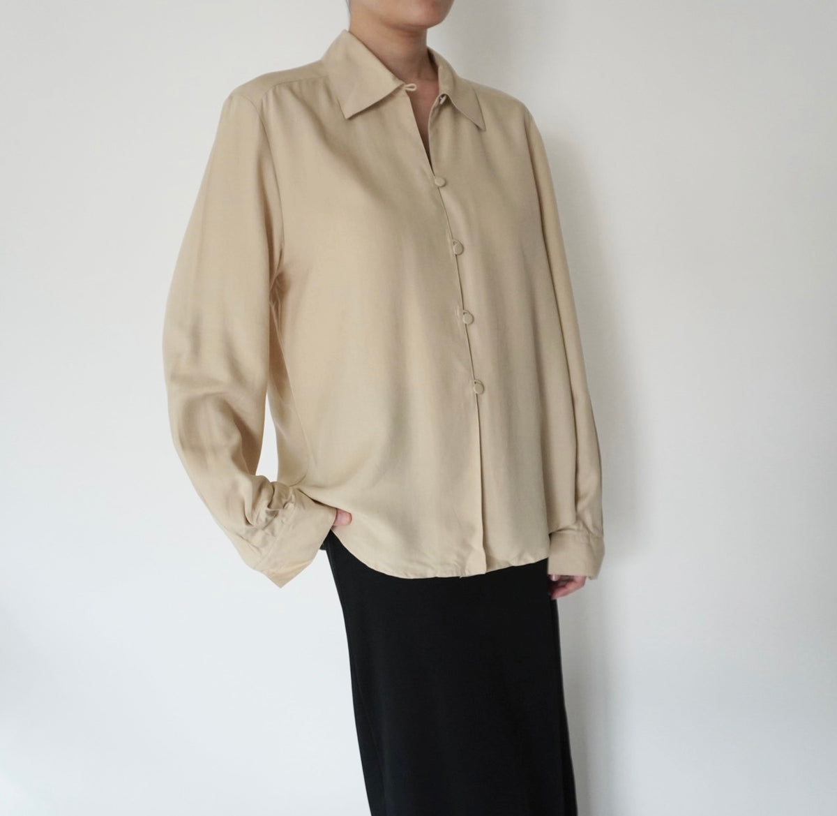 90s Beige Silk Shirt