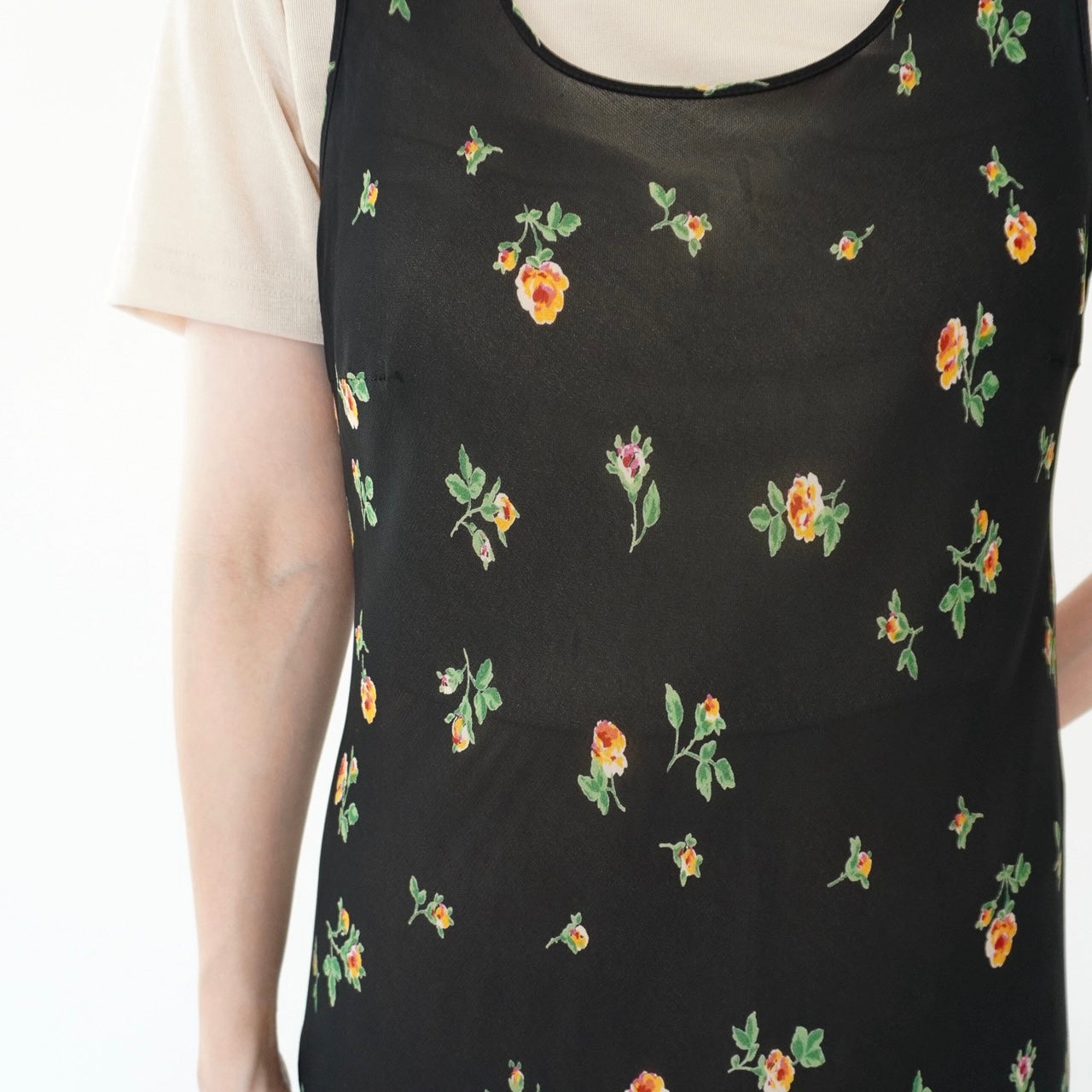 90s Floral Print Sheer Dress Made in Italy