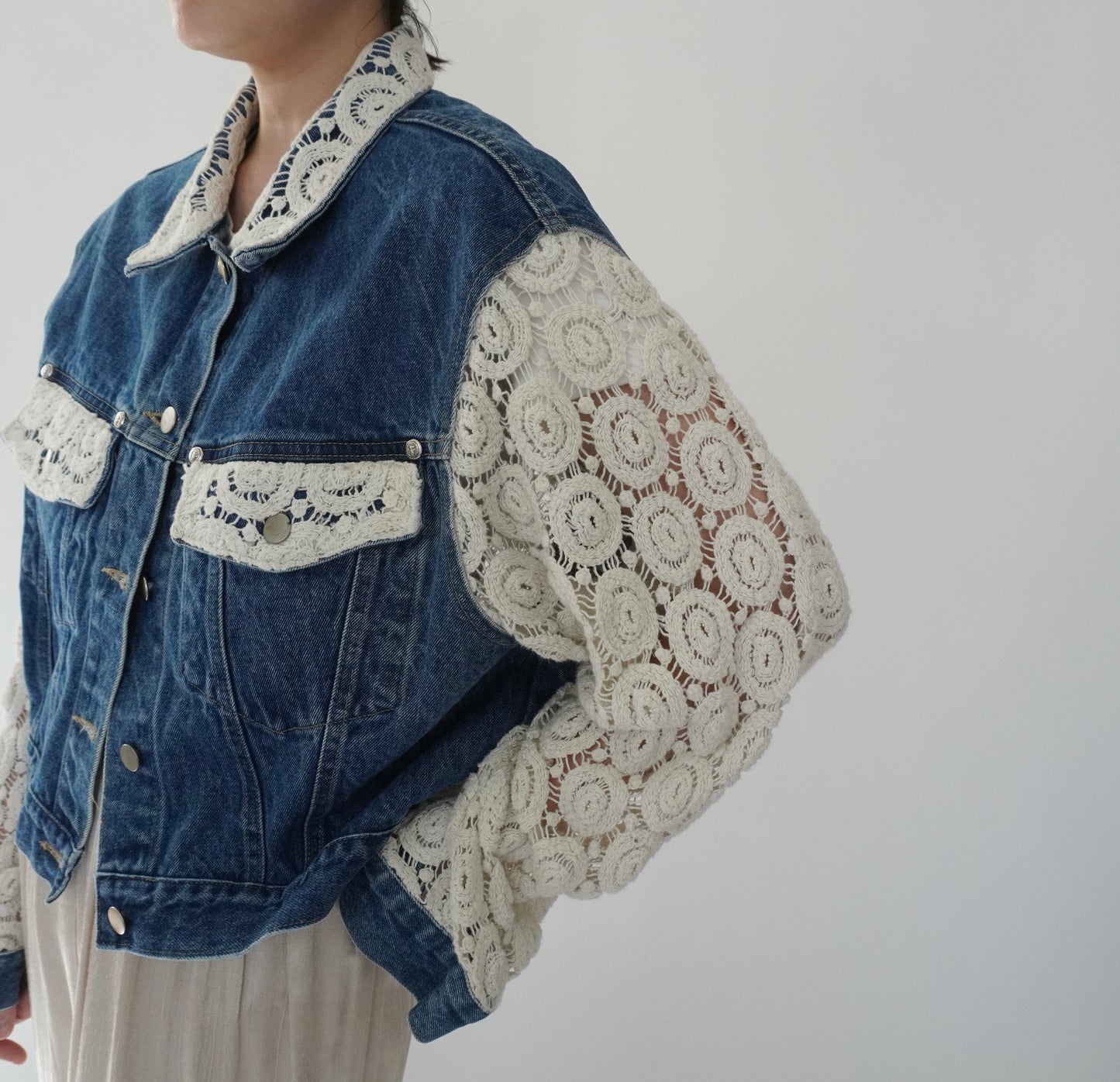 90s Crochet Denim Jacket