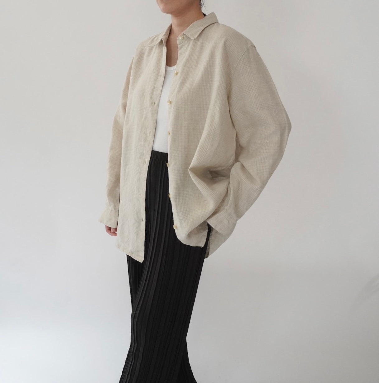 90s Beige Linen Shirt
