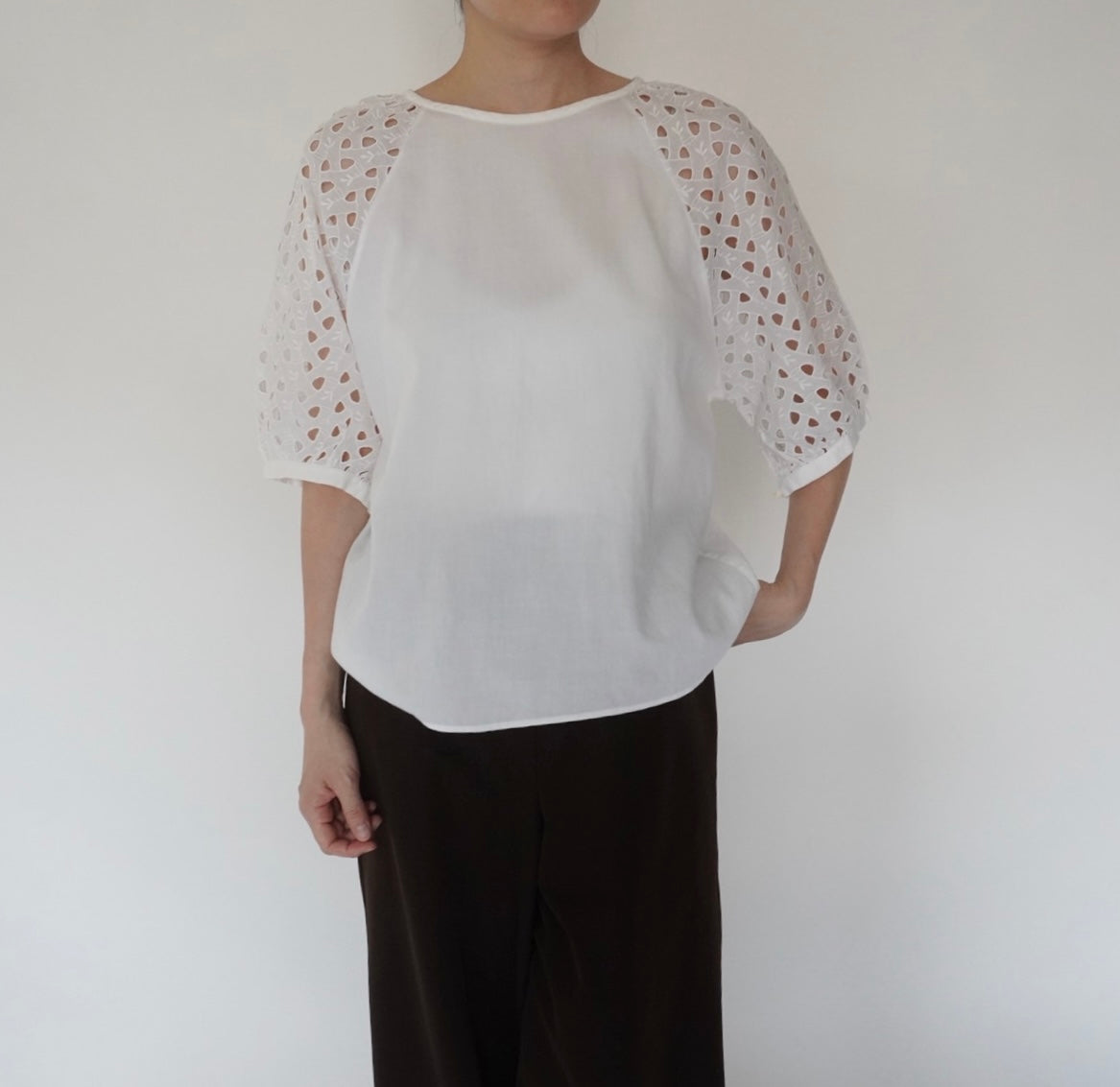 80s Cut Lace Design Blouse