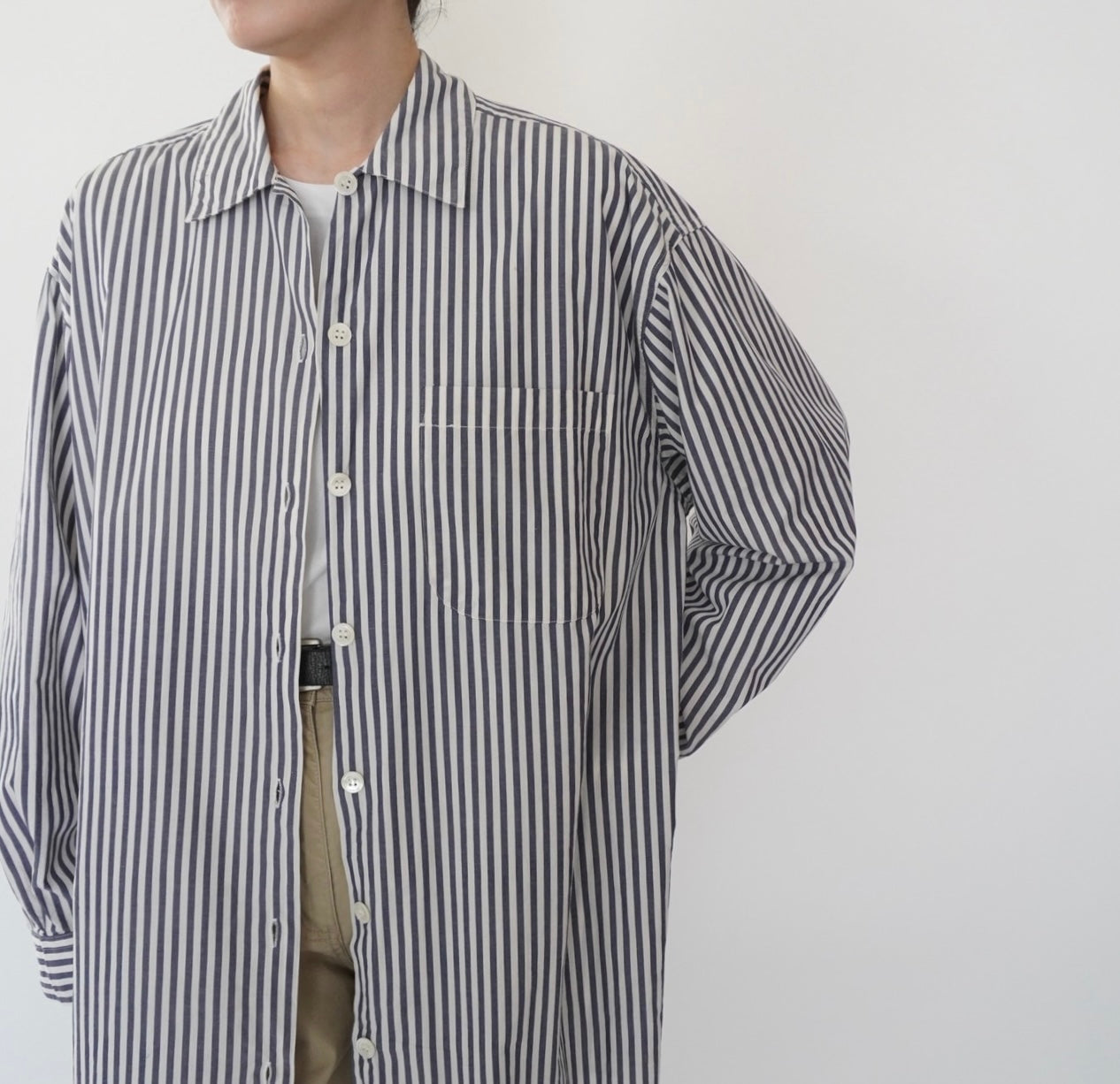 90s "GAP" Striped Long Cotton Shirt