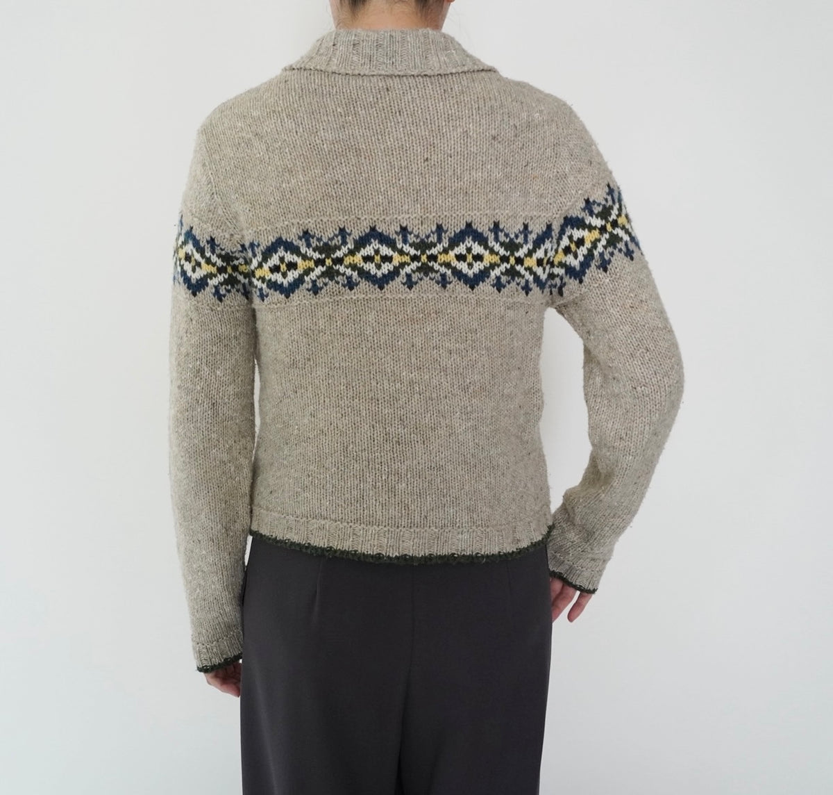 90s Pattern Zip Knit Made in USA