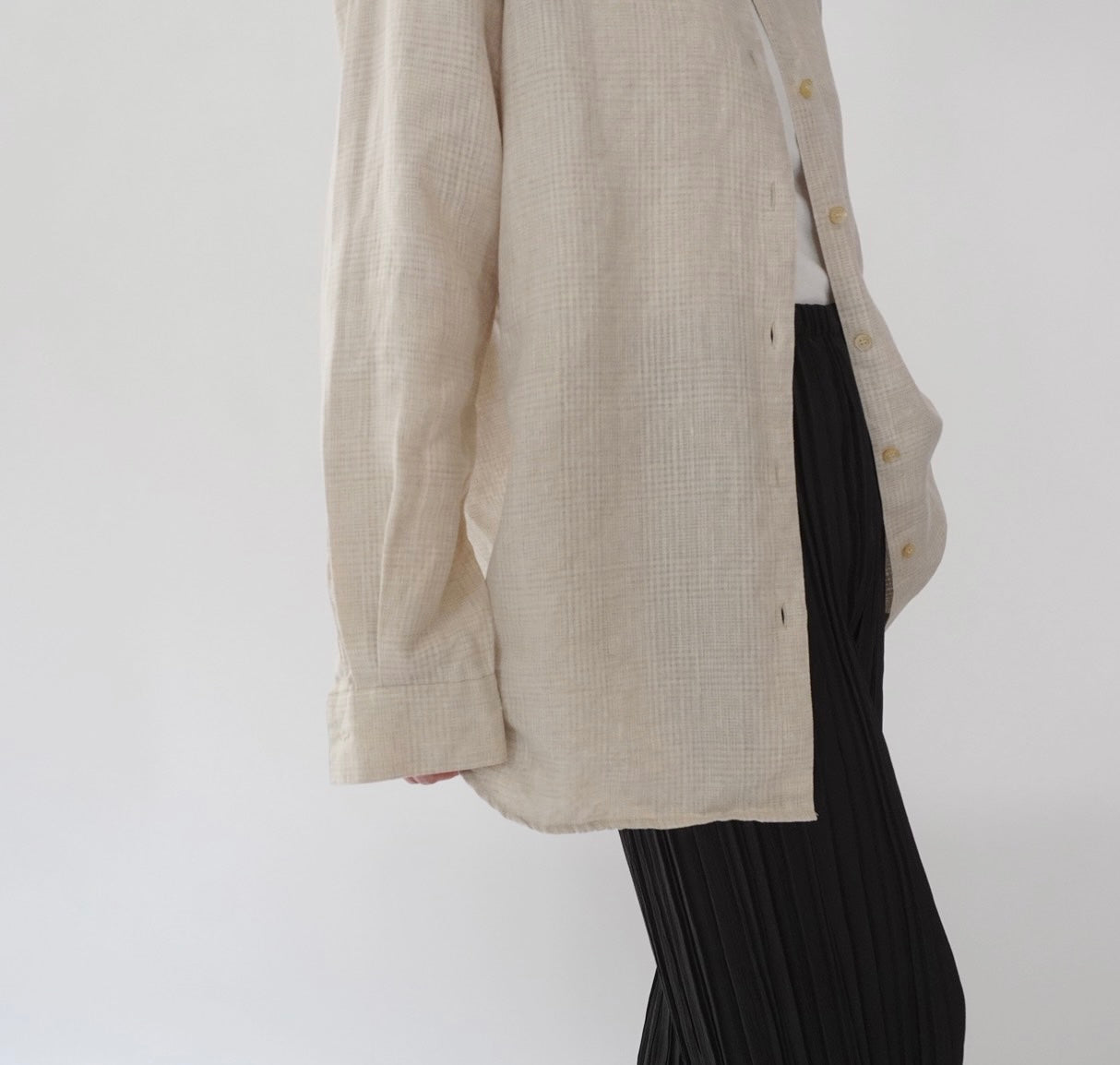 90s Beige Linen Shirt