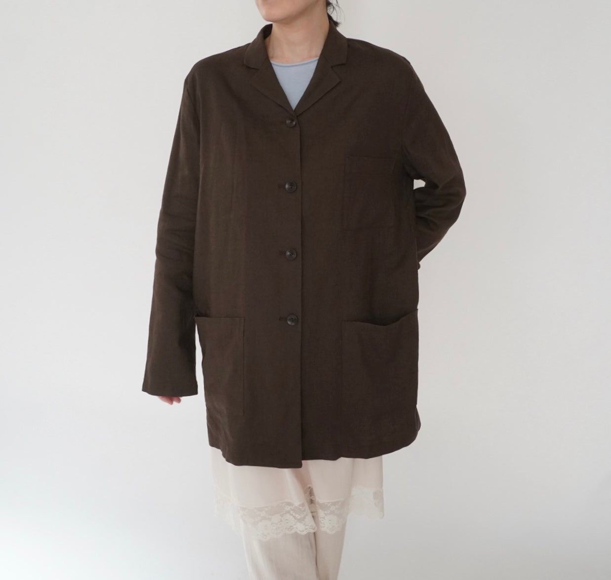 90s Linen Shirt Jacket