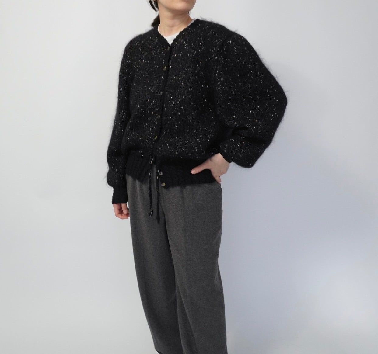 90s Black Design Knit Cardigan