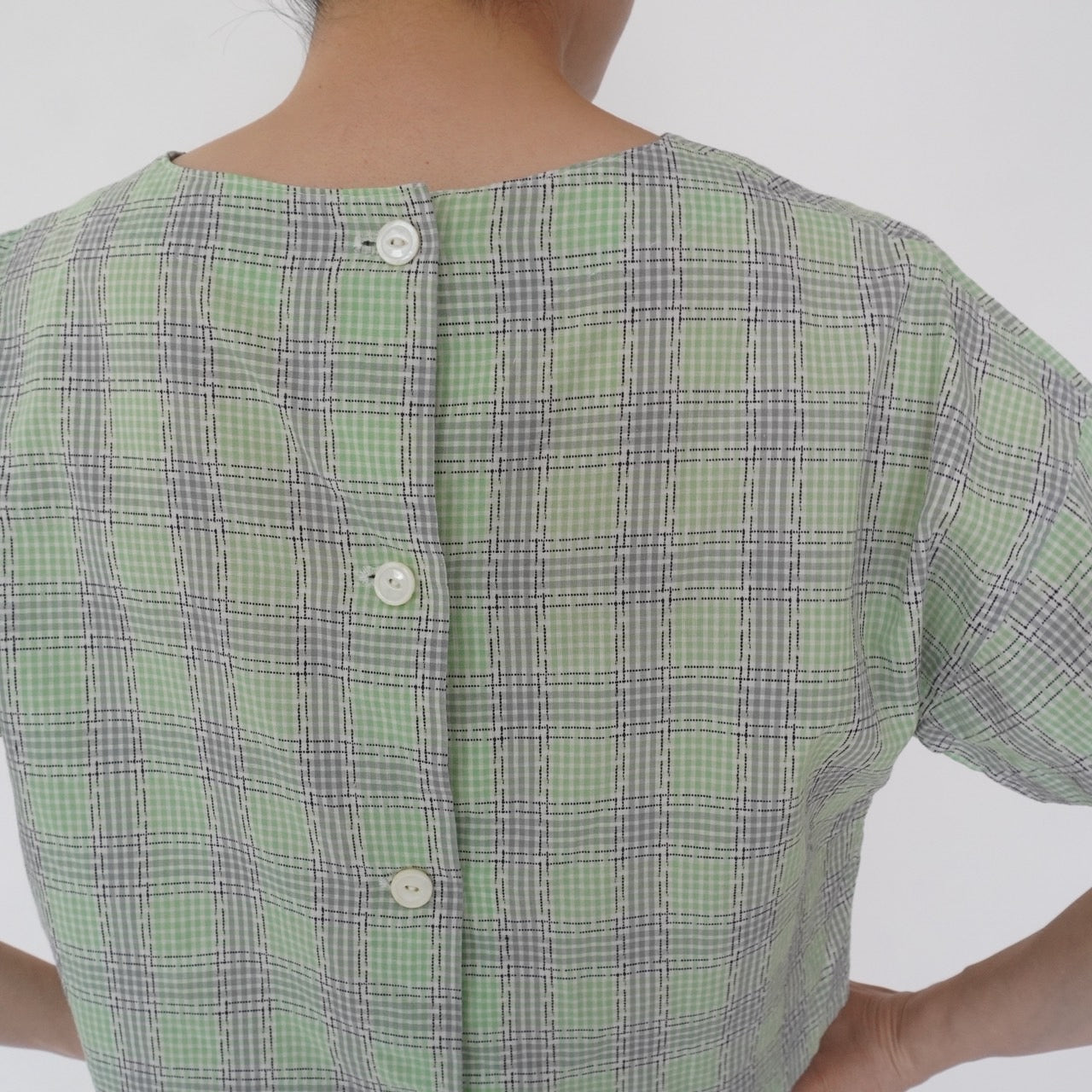 60s Plaid Boxy Blouse
