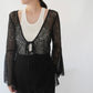 90s Black Sheer Design Top