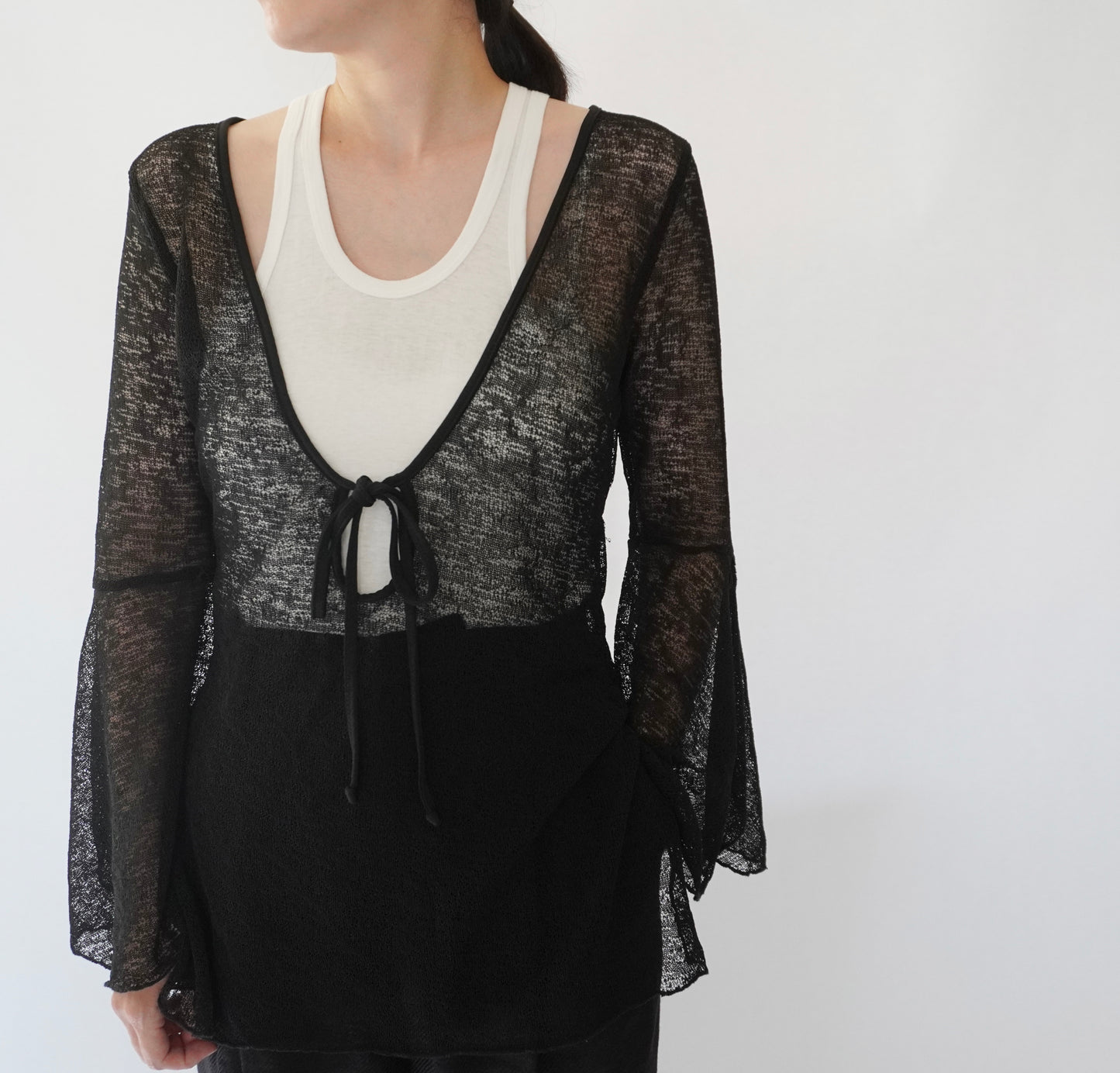 90s Black Sheer Design Top