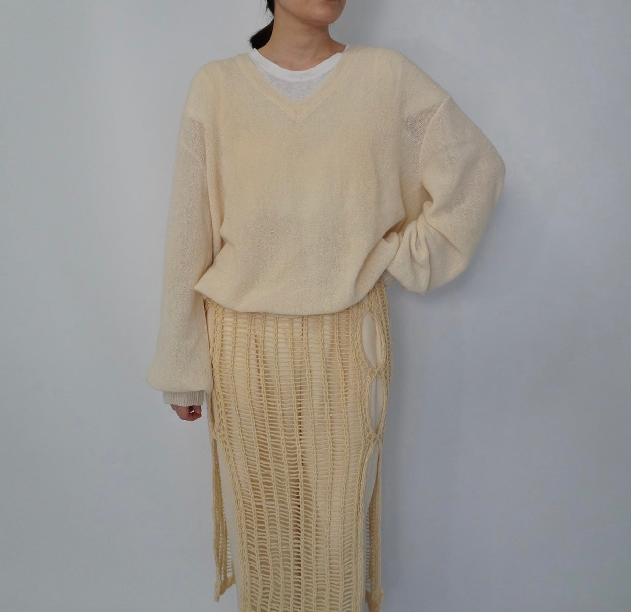 90s V neck Alpaca Knit